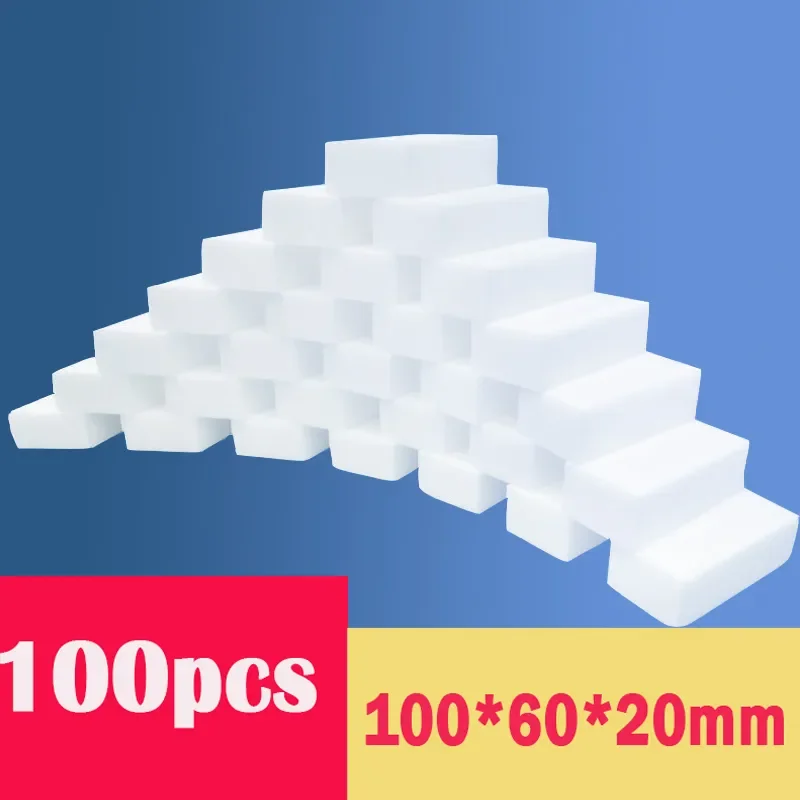 

100 PCS Magic Kitchen Dishwashing Melamine Sponge White Eraser High Density Cleaning Mop Sponges 100*60*20mm Free Shipping