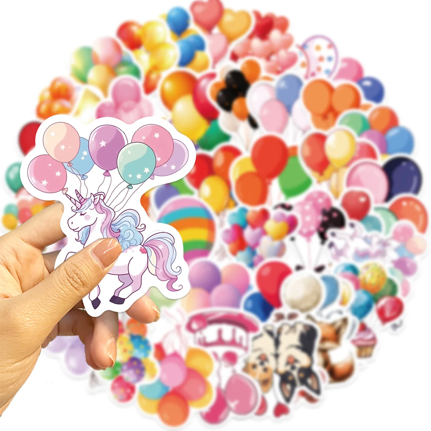 50-100PCS 축제 풍선 낙서 스티커 DIY 전화 노트북 물병 장식 방수 스티커
