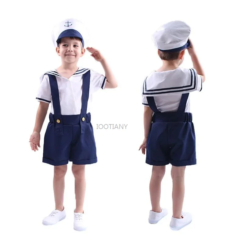 

Kids Navy Sailor Uniform Cosplay Costume Children Boys Girls School Chorus Stage Performance Children's Party Performance Outfit