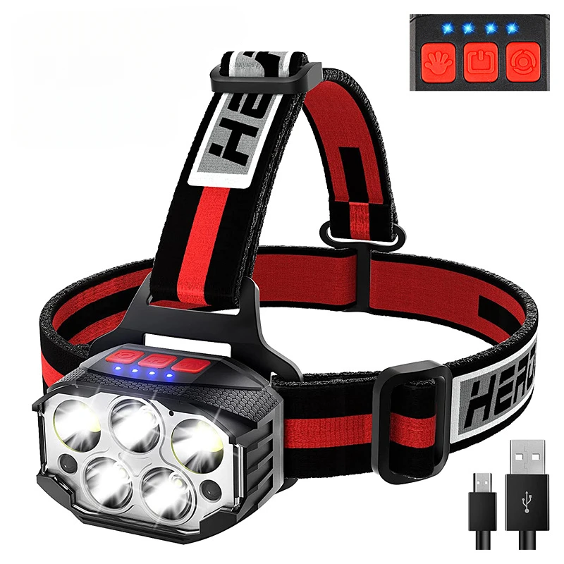 

Intelligent Sensing Headlights LED Outdoor Strong Lamp USB Charging Lightweight Work Flashlight Night Fishing and Running Light
