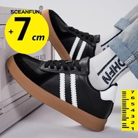 Sneakers Men Elevator Shoes Hidden Heels Genuine Leather Heighening Shoes For Man Increase Insole 7CM Optional Height Shoes 2