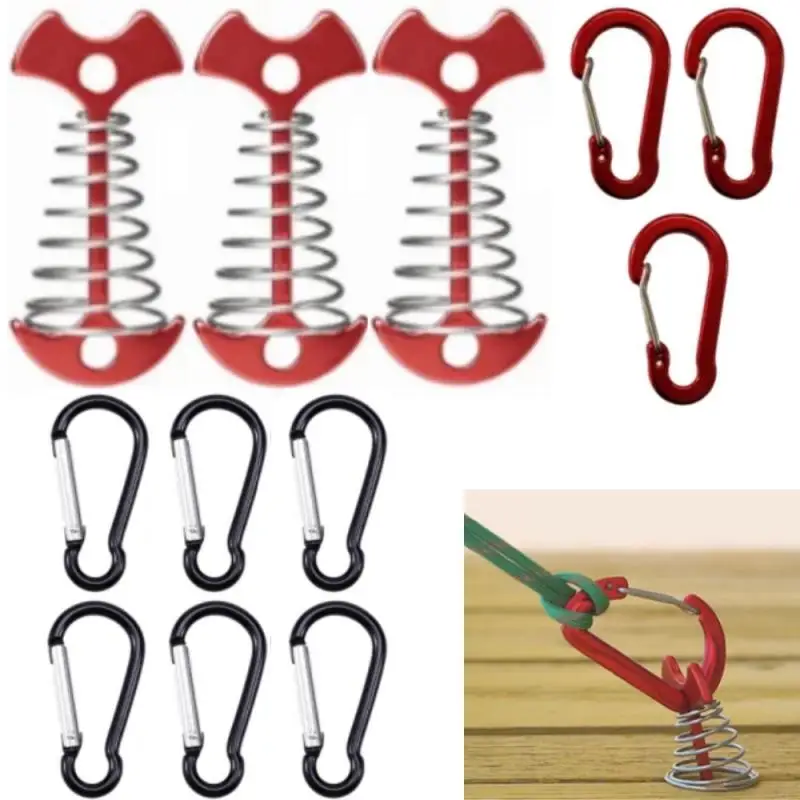 12PCS Carabiner Set Camping Tent Accessories