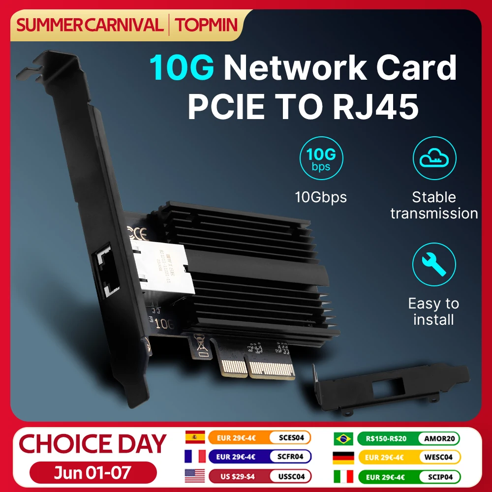 Pcie para Rj45 Marvell Aqc113 Pciex4 Gigabit Ethernet Wifi Adaptador Pci Express 10g 10000mbps Placa de Rede para Desktop pc