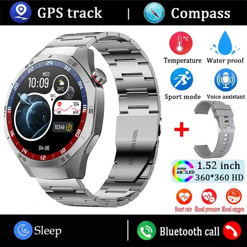 2025New For Android and ios Smart Watch Men AMOLED Screen GPS Motion trajectory Heart Rate Bluetooth Calls SmartWatch Waterproof - Image 14