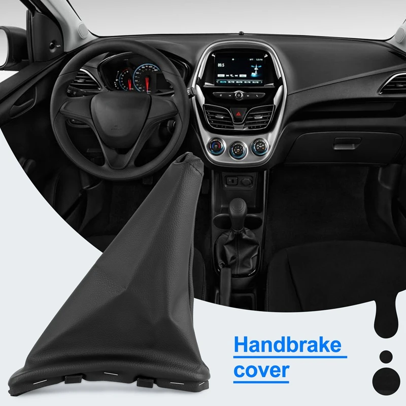 Handbrake Gaiter Cover Hand Brake Boot Black PU Leather For Chevrolet Spark 2011- hand brake cover