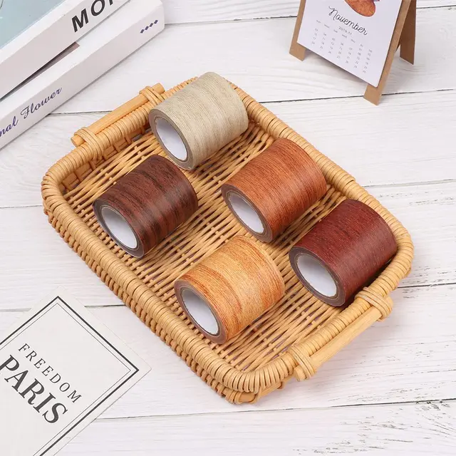 1pcs Roll Realistic Wood Grain Repair Duct Tape Furniture Renovation  Skirting Linew:8cm*l:4.57mchocolate Color