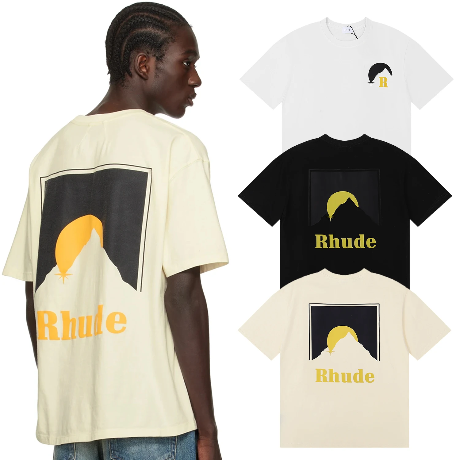 

Yao888 Luxury Fashion Brand Niche Style Tops Tee Unisex Summer Oversize Casual Pure Cotton Classic Style Print T Shirt For Men