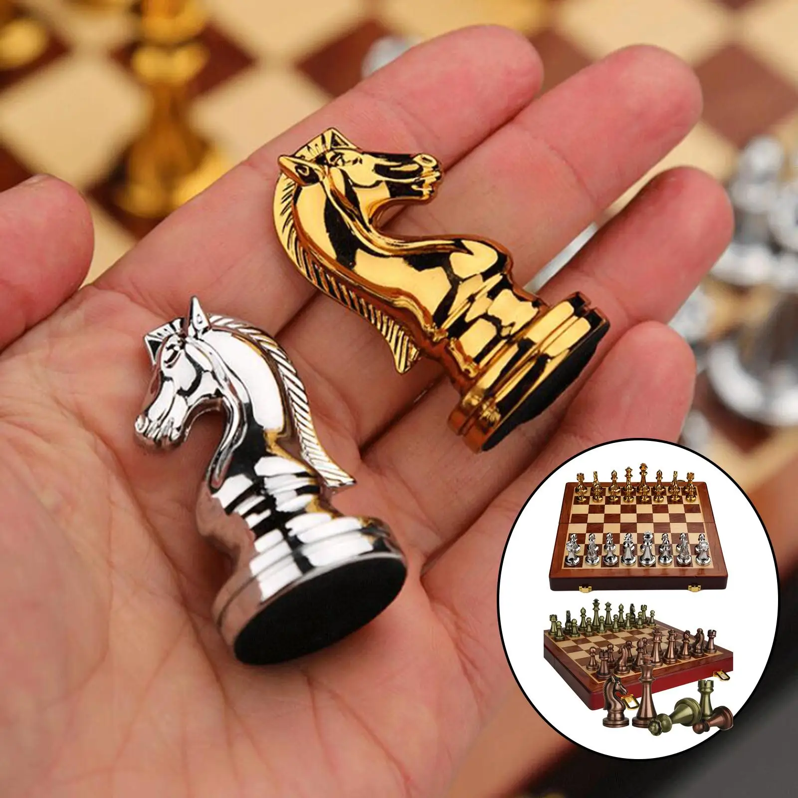 Medieval Chess Sets With Magnetic Chess board 32 Chess Pieces Table Board Games Figure Sets