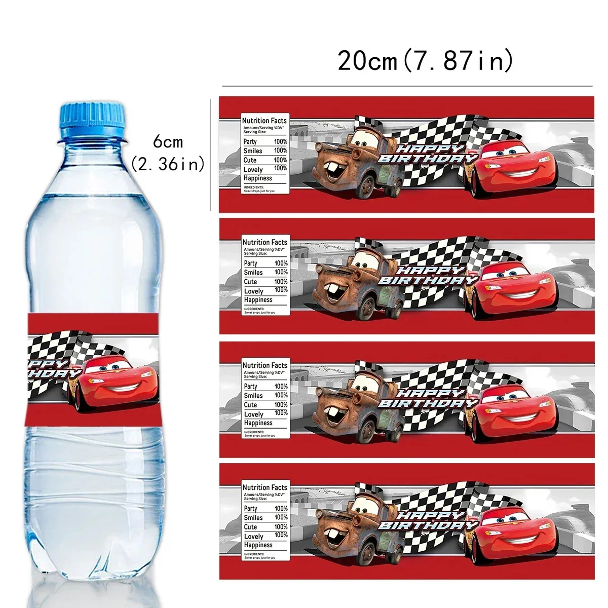 Disney Cars Stickers Kit Water Bottle Labels Sticker Party Supplies Lightning McQueen Boys Girls Baby Shower Birthday Decoration