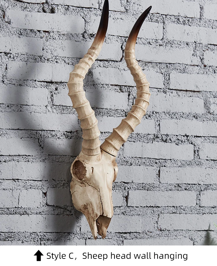 Künstliche Kuh Schädel Schaf Schädel Wand Dekor handgemachte Bauernhaus Dekor Wand Skulptur für Home Bar Restaurant Dekoration – Detail 7