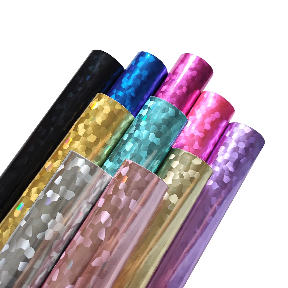 

Holographic Iridescent Flash Color Faux Leather Sparkle Shiny Fabric DIY Bows Makeup Bag Craft Material Leatherette 30*135CM
