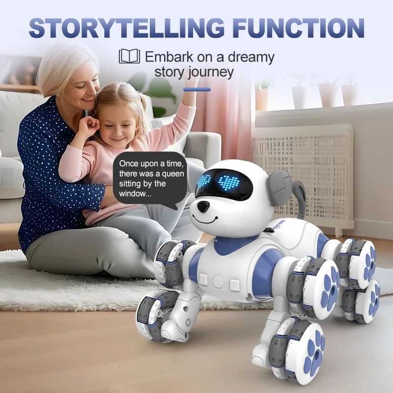Cane Robot Telecomandato Intelligente, Cucciolo Elettronico Interattivo, Giocattolo Bionico Programmabile per Danza e Acrobazie, Regalo per Bambini - immagine 3