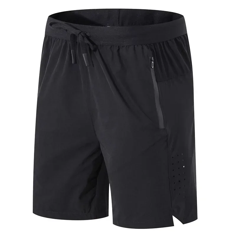 Men's Quick Dry Sports Shorts Summer Loose Casual Running Fitness Mid-Length Pants with Zipper Pockets Skateboard Long Pants