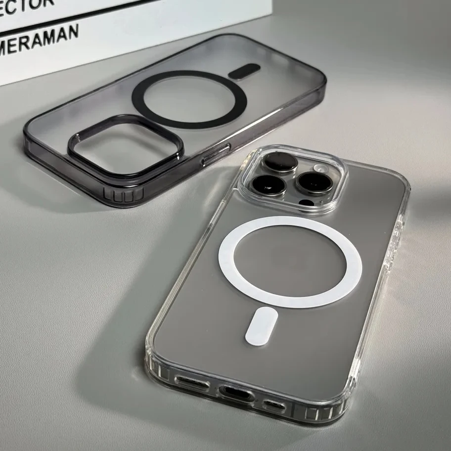 Luxury Matte Translucent Magnetic Wireless Charging Case - Clear Hard Back Cover