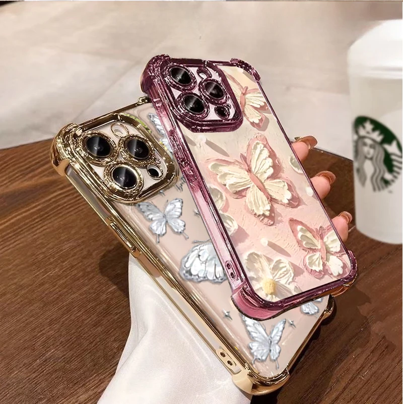 Butterfly Y2K Plating Silicone Shockproof Transparent Phone Case