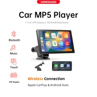 Lecteur MP5 universel pour voiture WERESOUND avec écran tactile de 7 pouces, Apple Carplay sans fil, Android Auto, Mirro Link, BT 5.0, radio FM, lecteur multimédia portable, autoradio 1