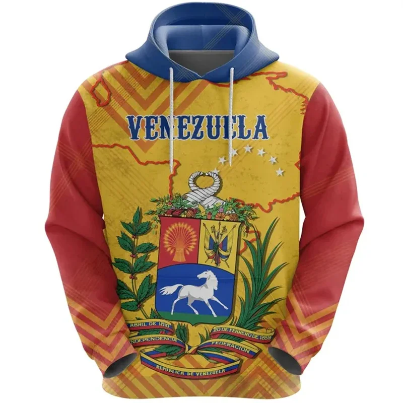 thumbnail image 1 of Sudadera con capucha con la bandera de Venezuela impresa en 3D para hombre, jersey con patrón de emblema nacional, camisetas casuales de calle, sudaderas con capucha de manga larga, 1 of 5