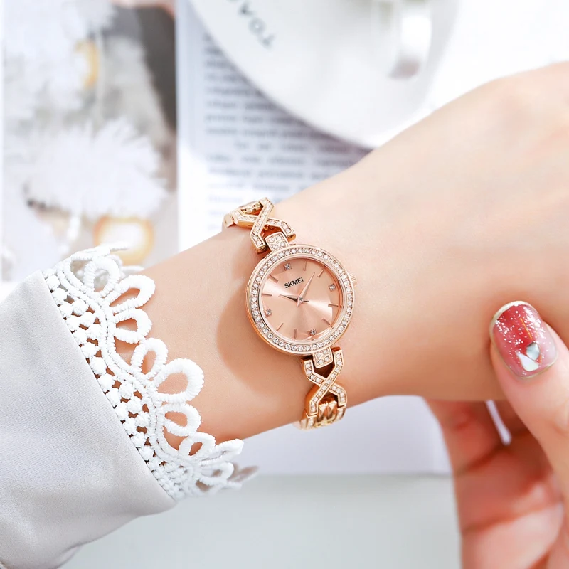 SKMEI Romantic Style Quartz Women's Watch Fashion Thin Strap Ladies Bracelet Wristwatch Female Clock Waterproof Relogio Feminino 6