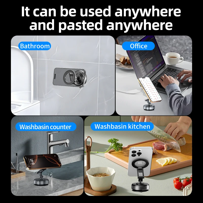 Versatile Magnetic Phone Holder with 360° Adjustable Foldable Design and Vacuum Mount