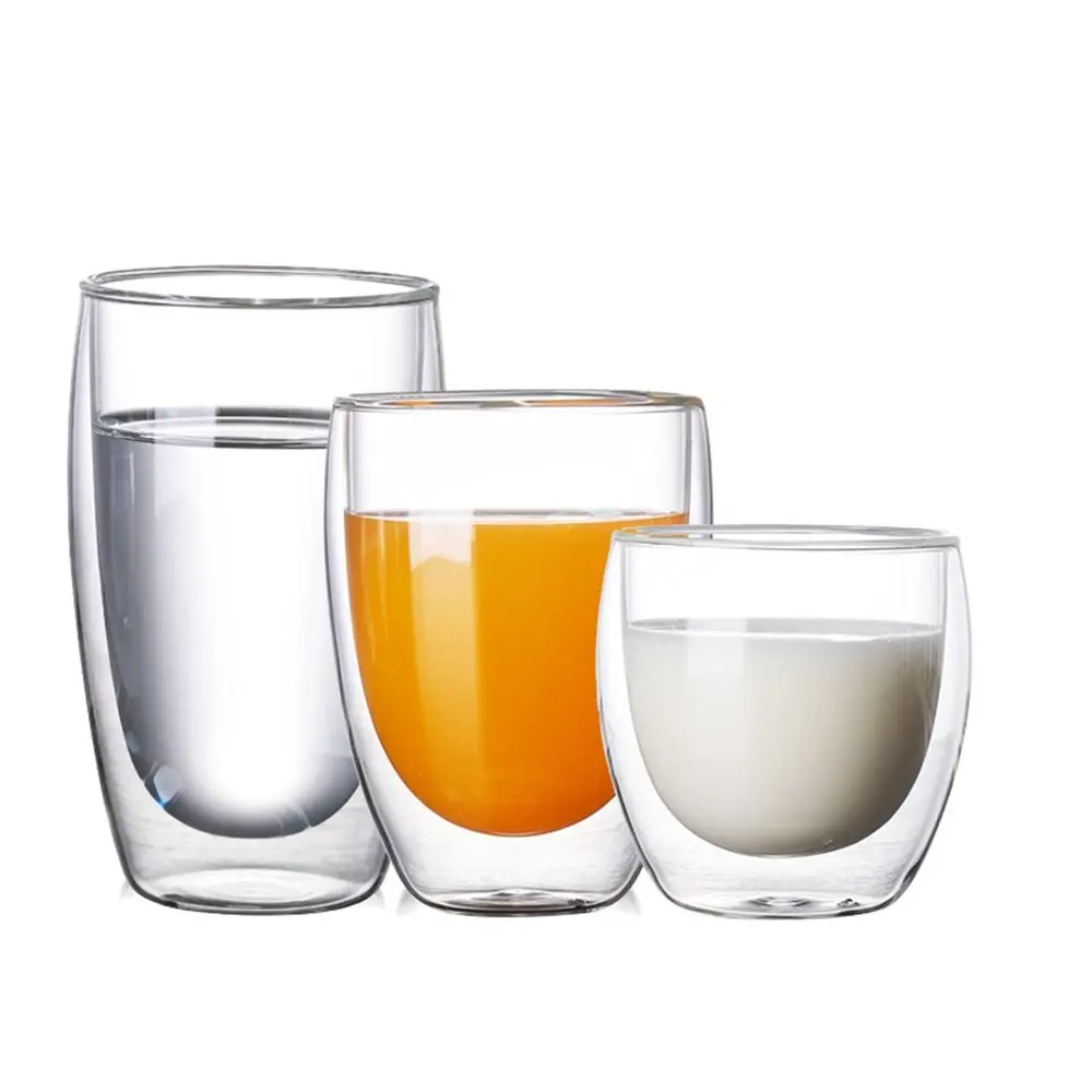 

80~650ml Healthy Handmade Double Wall Drinkware Heat Resistant Glass Cup Beer Mug Espresso Coffee Cup Glass Mug