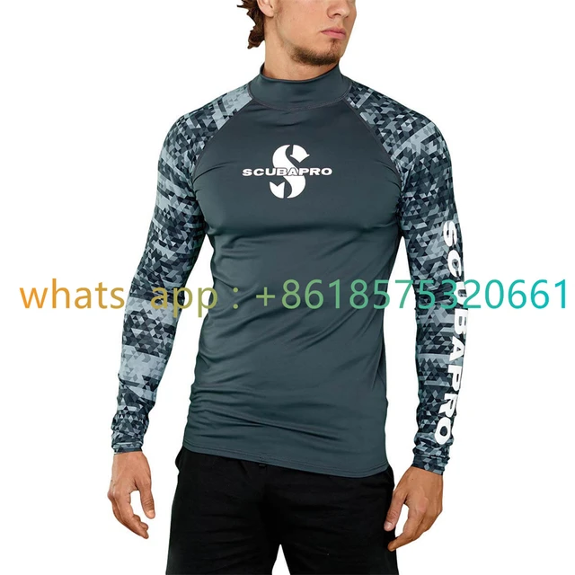 MEN UPF 50 RASH GUARD Long Sleeve Surf Rash Guard UV Sun Protection Basic  Skins Surfing Suit Diving Swimming Tight T Shirt 2023 - AliExpress