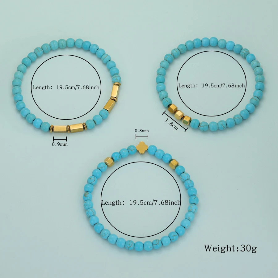 Gold Hematite Stone Men Bracelet Set