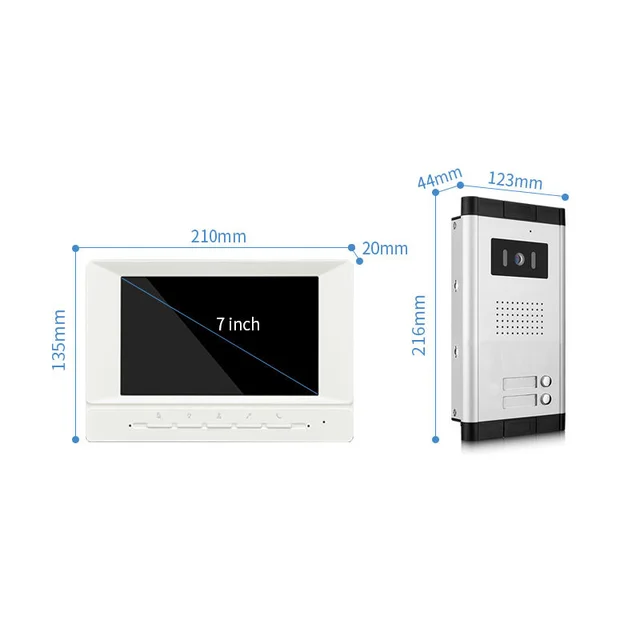 7"Video Door Phone Doorbell Private House Monitor 2 Call Buttons Unlock Building Intercom System 3