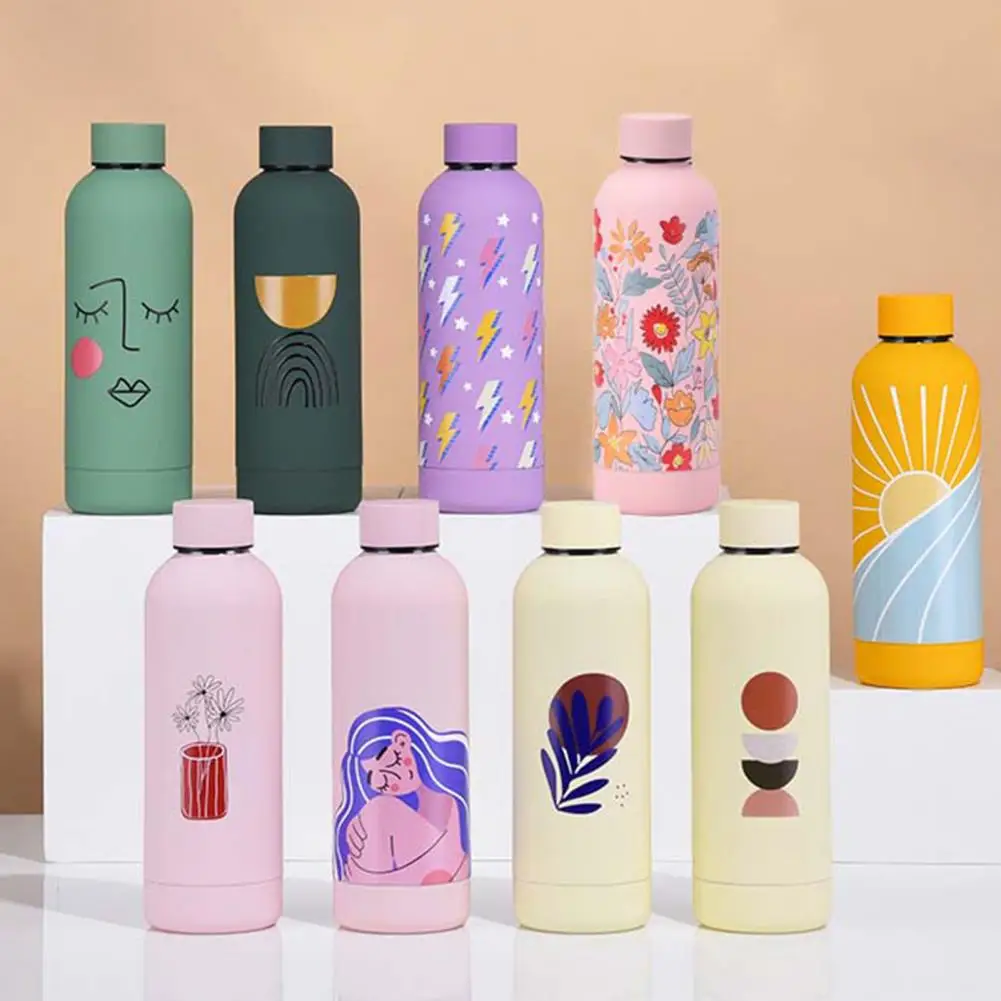 500ml Insulated Bottle Chic Stainless Steel Small Caliber Thermal Cup Large Capacity Heat-resistant Leak-proof Drinking Kettle