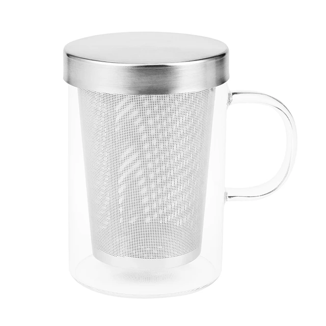 500Ml Travel Heat-Resistant Glass Tea Infuser Mug With Stainless Steel Lid  Coffee Cup Tumbler Kitchen