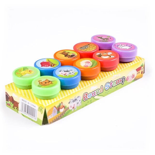 10pcs Cartoon Stamps Toys For Kids Cute Animal Series Stamps Toy Party Favor Teacher Stamps DIY Painting Tool Supplies 3