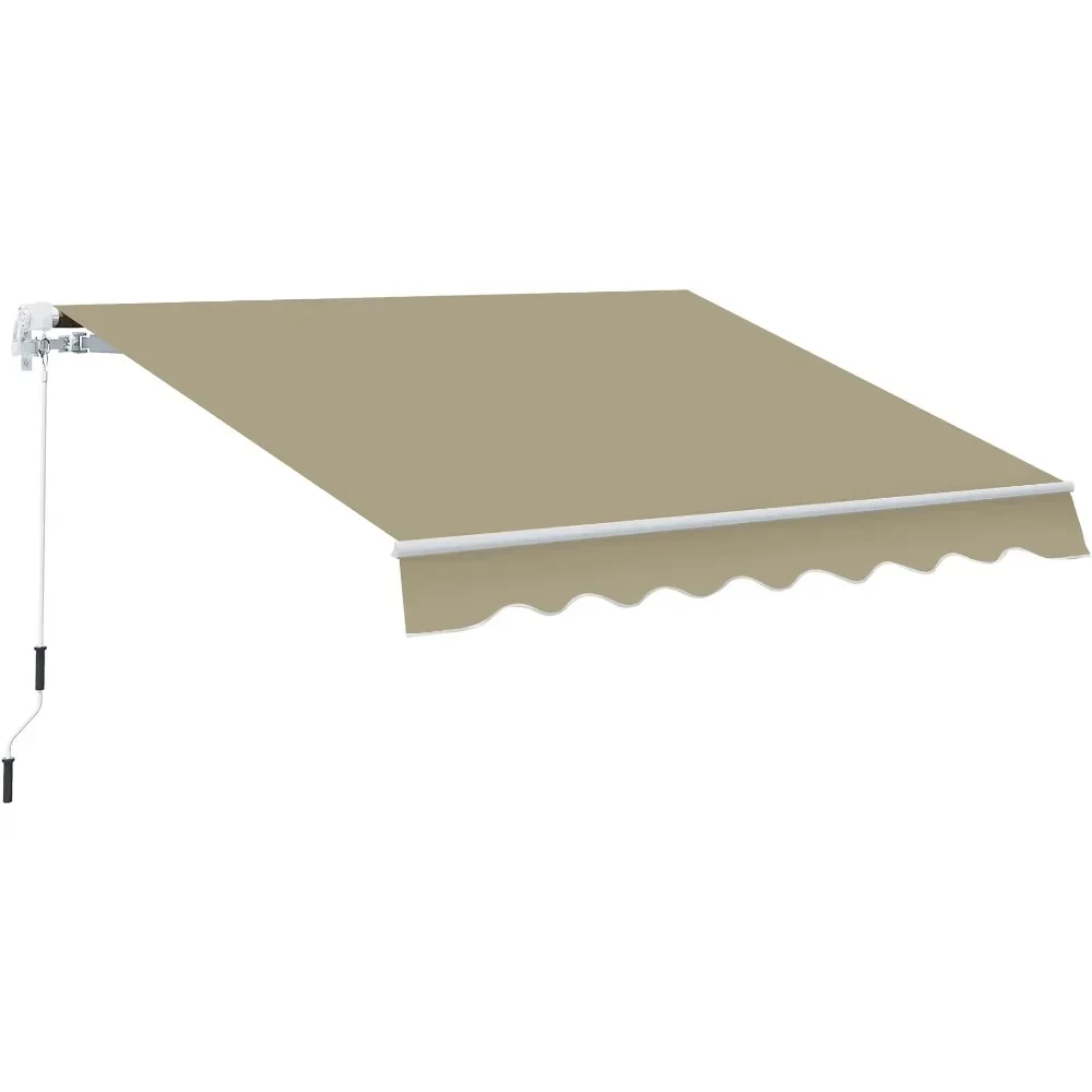 

Camping Tents 8' X 7' Patio Retractable Awning Manual Exterior Sun Shade Deck Window Cover Folding Tent Beige Outdoor Shade Mesh