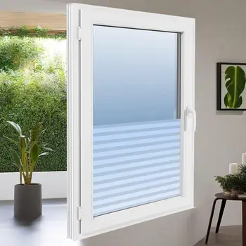 Frosted Privacy Window Film 0.9x50m Adhesive Stripes - Decorative & UV Protection