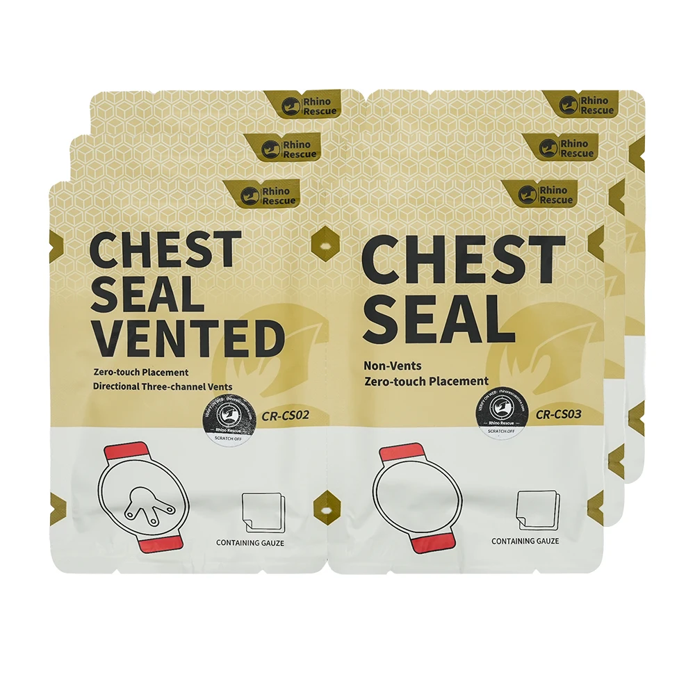 RHINO RESCUE Vent Chest Seal Twin Pack Trauma Dressing First Aid Kit Sterile Wound Care Ifak Refill Kit 6 Count wound bandage medical wound dressing first aid kit