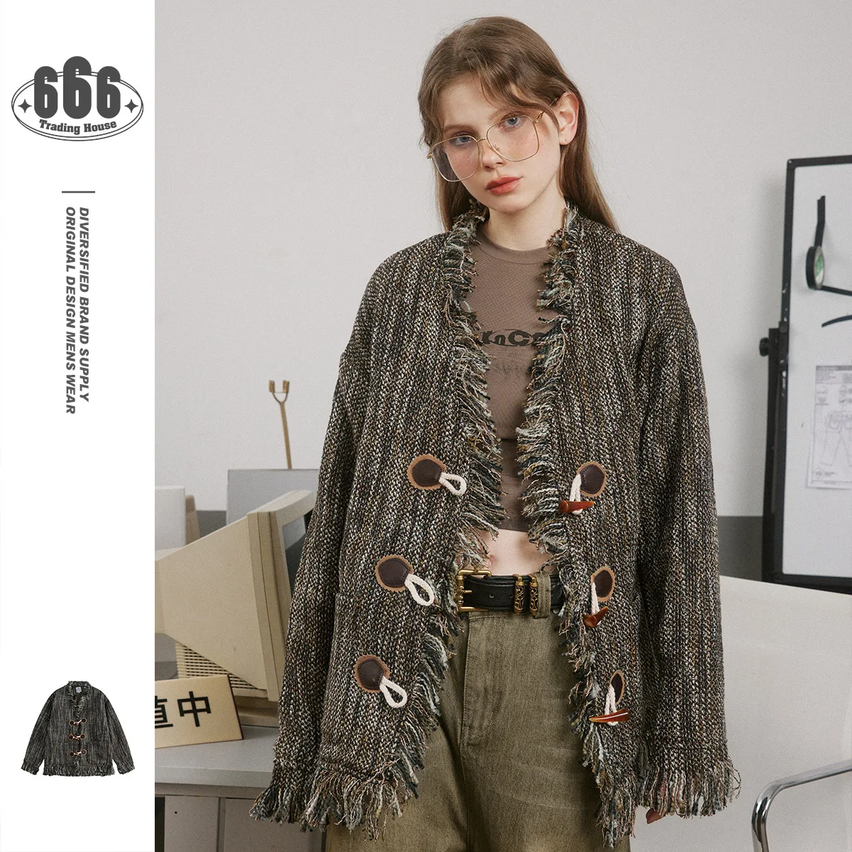 Y2KWind Coat For Men Women, Retro Loose, Neutral Twist, Wool Edge, Small Fragrance, Niche Clothing, Autumn And Winter, 2024