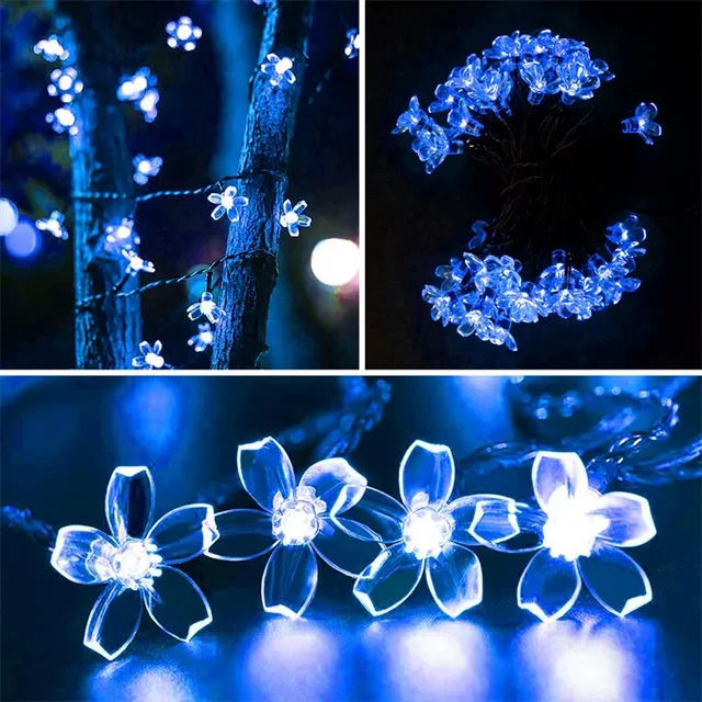 Solar Garden Light Flower Outdoor Solar  String Lights Waterproof Fairy Simulation Floral Garlands Lamp Christmas Decoration 5