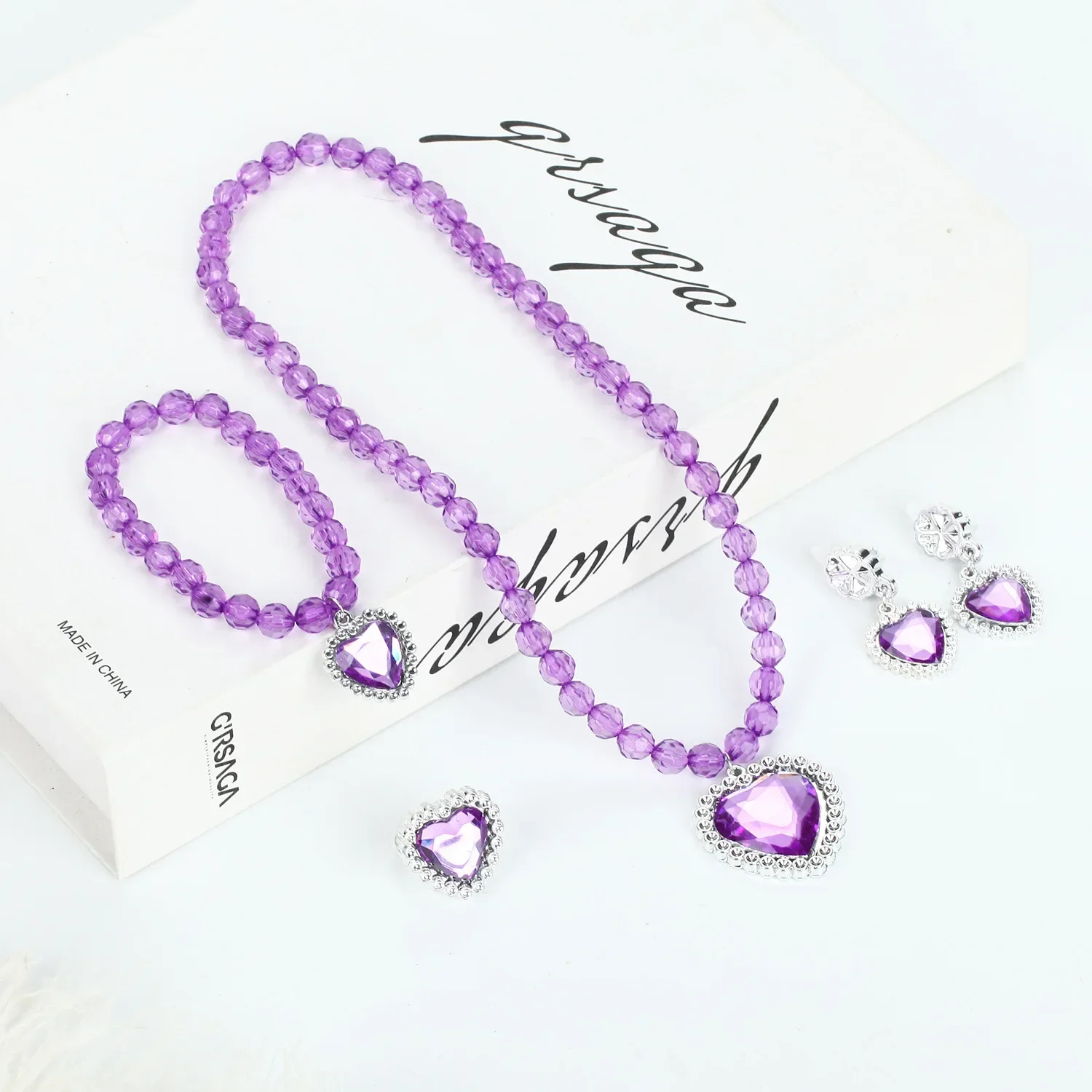 طفل الفتيات اللباس مجوهرات الديكور قلادة سوار أقراط خاتم الأميرة Coplay اكسسوارات إلسا أورورا مطرز الحلي