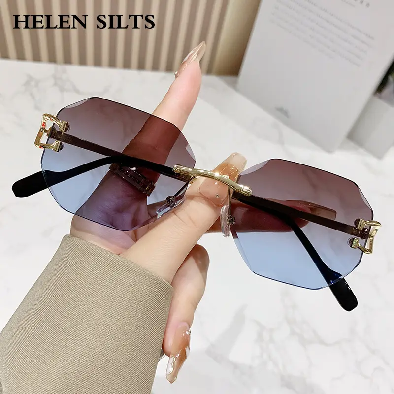 y2k Rimless Irregular Square Sunglasses Women Luxury Brand Design Vintage Punk Popular Metal  Men Sun Glasses UV400 - Image 4