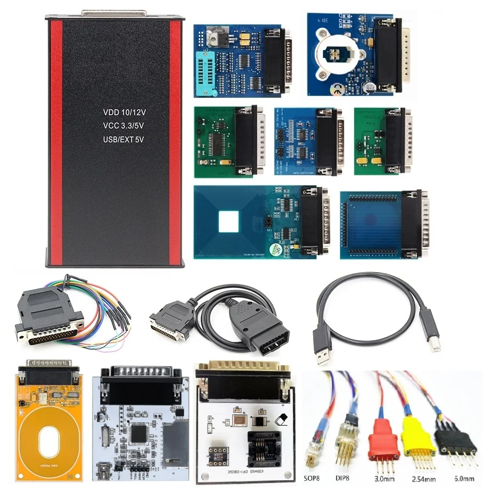 IPROG ECU Programming Tool Clean PCB Board V87 Iprog Pro Full Adapters 3in1 IMMO/Correction/Airbag Reset Free Shipping |