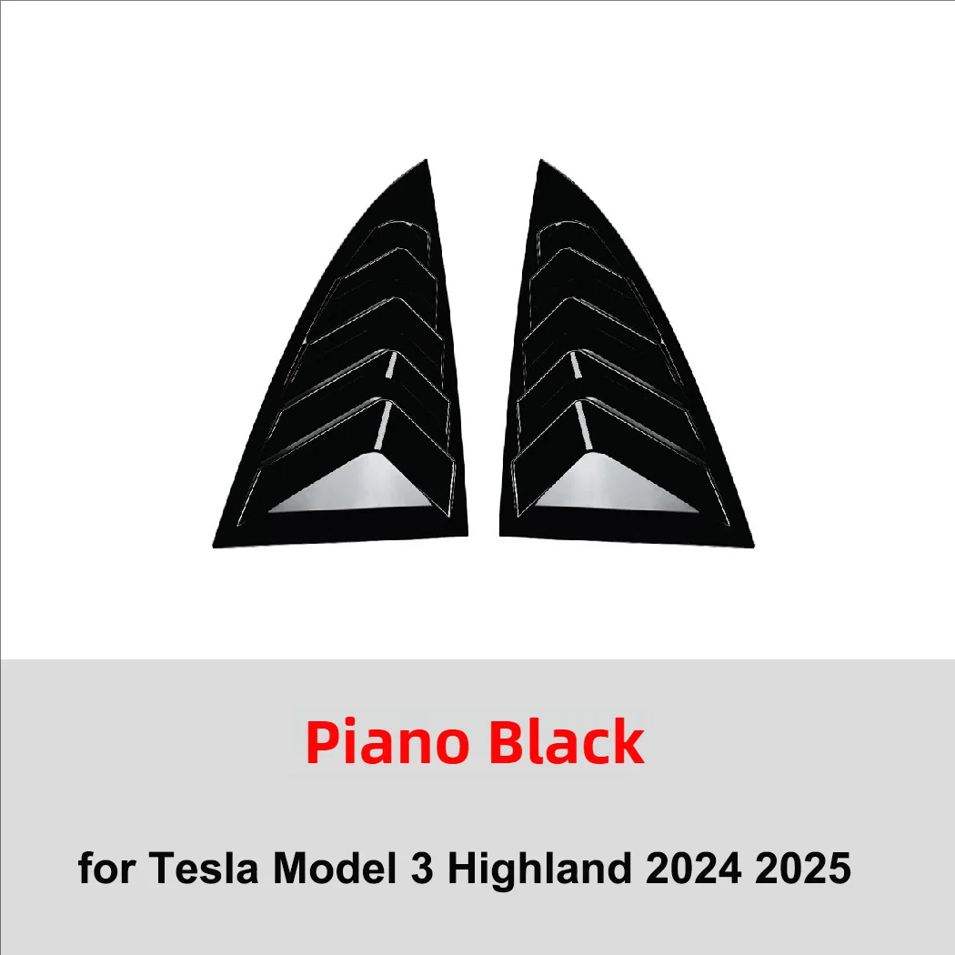 2PCS Seite Fenster Lamellen Abdeckung Sport Stil Für Tesla Modell Y Juniper 2025 Modell 3 Highland 2024 Heckscheibe spoiler Shutter Abdeckung