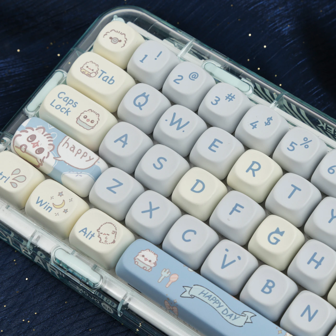 Teclado Mecânico Keycaps Grupo 5-sided Pintado Keycap Cereja mx Layout Ansi Moa Pbt Meow Tema Azul 5-sided Keys 144 Chaves