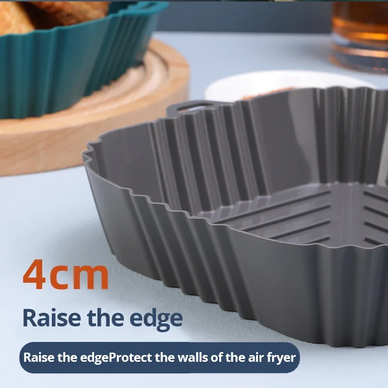 Air Fryer Baking Tray 1pc Black Silicone Square Replacement Kitchen Grill Pan Airfryer Fried Chicken Basket Mat
