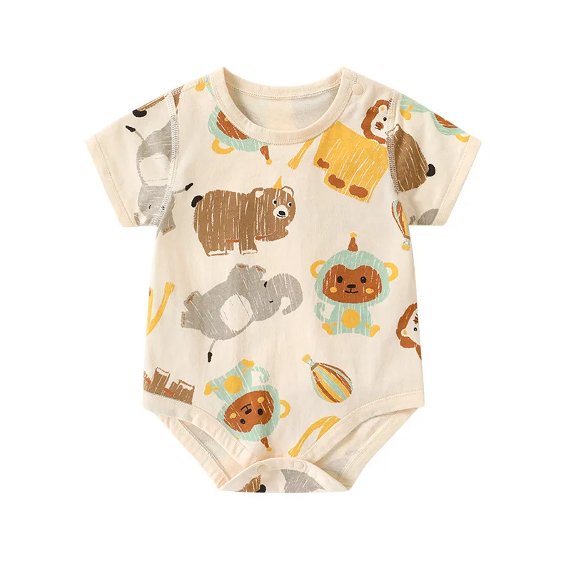 Baby Cartoon Animal Print One Piece Bodysuit for Summer