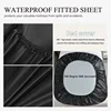 Luxury Waterproof Fitted Bed Sheet With Elastic Band Black Golden White Anti-slip Adjustable Mattress Cover Mattress Protector 4