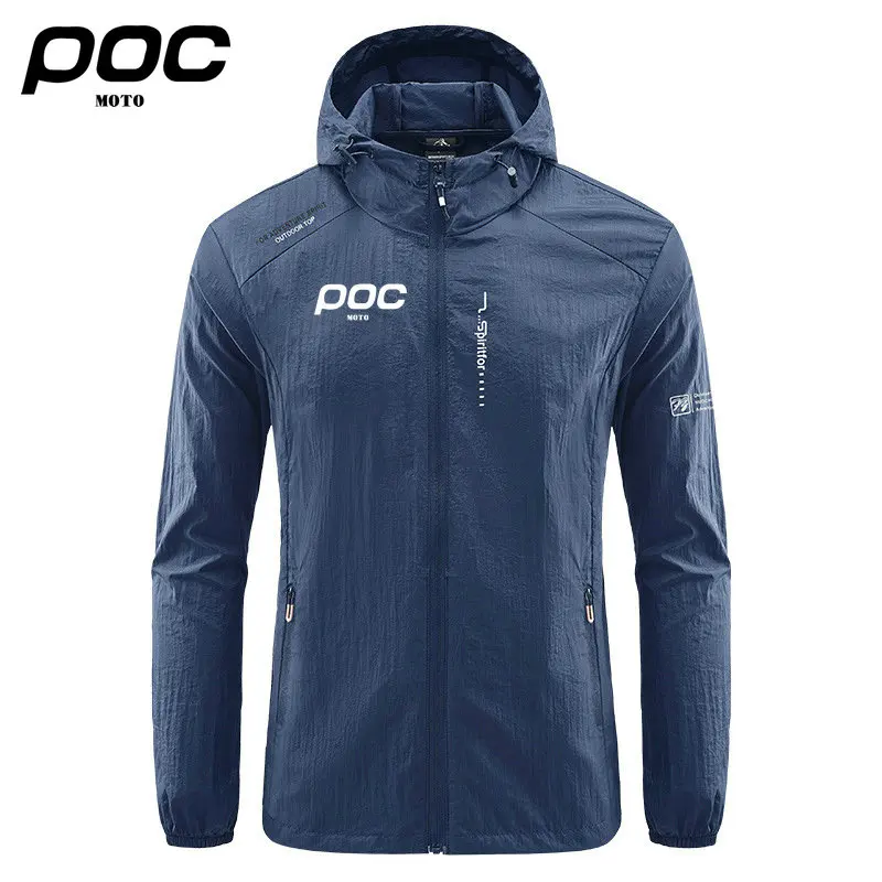 New Men MOTO POC Cycling Hooded Jackets Windbreaker Ultra Light Coat Summer Outdoor Quick Dry Sun-Protective Thin Jacket