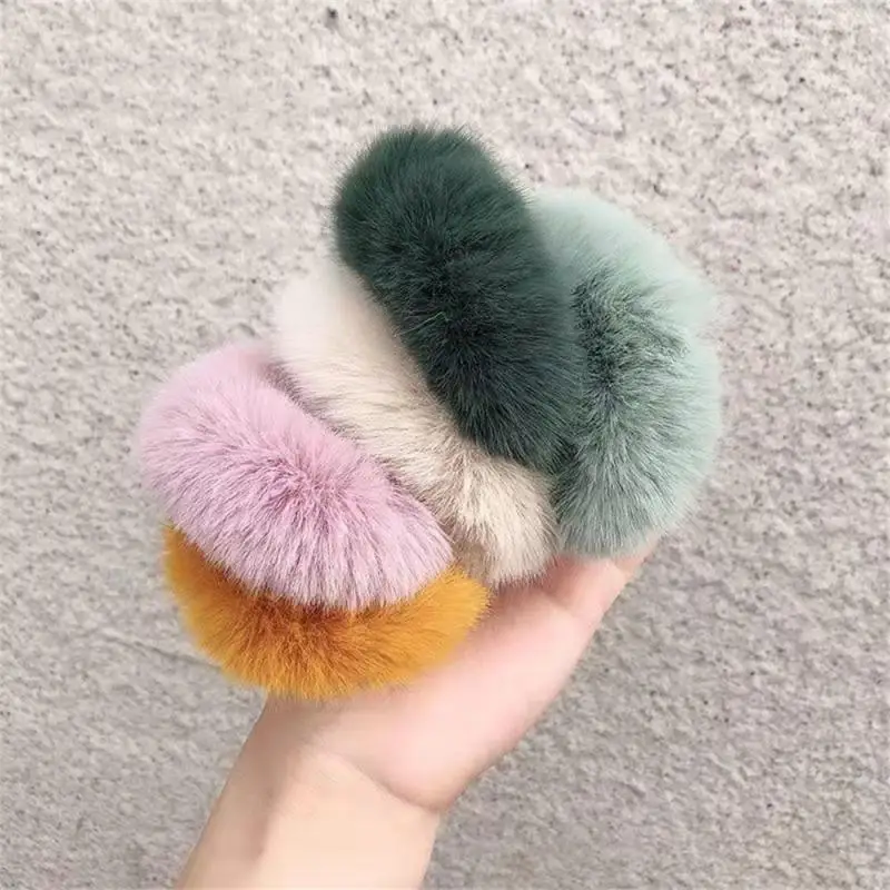 1/5/30 pieces girls elastic hair rope imitation fur colorful candy scrunchie ponytail holder plush hair ring hair accessories