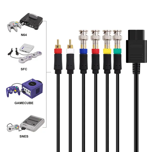 AV RCA BNC RGB Cable for N64 SNES NGC Cable for Console Video Audio Cord AV Composite Cable for Bitfunx Strong Signal Cable