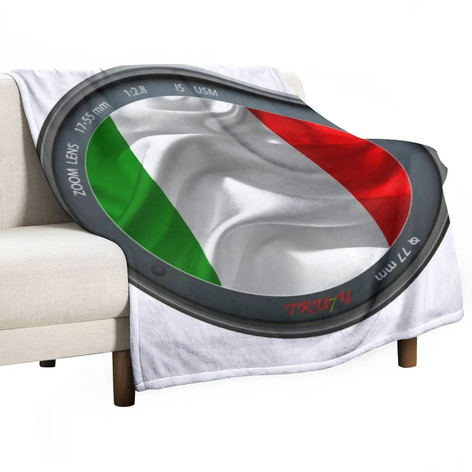 

Italian Flag, Italy, in a Camera Lens Throw Blanket Luxury St Blanket Soft Plush Plaid