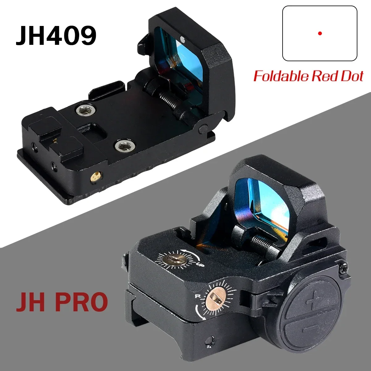 JH409 PRO Red Dot Sight Tactical Flip Up Rifle Scope with Glock Sight Plate Mount Base Reflex Optics Scope for Glock 17 19