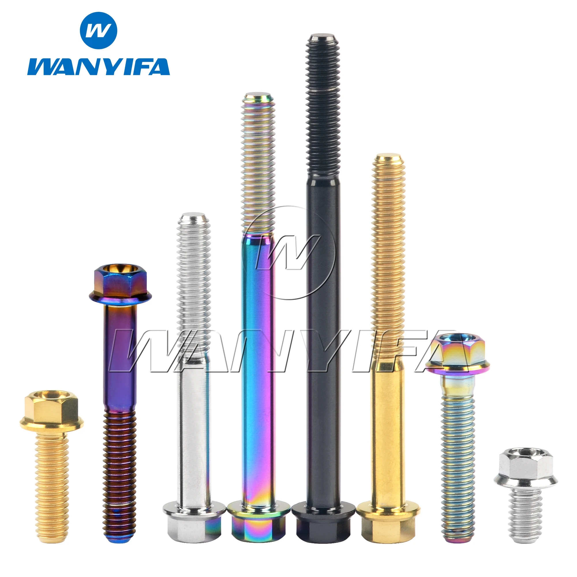 Titanium Bolts Wanyifa M5/M6x10 15 20 25 30 35 40 45 50 55 60 65 70 75 80 90 100mm Small Hex Head Flange Screw for Motorcycle