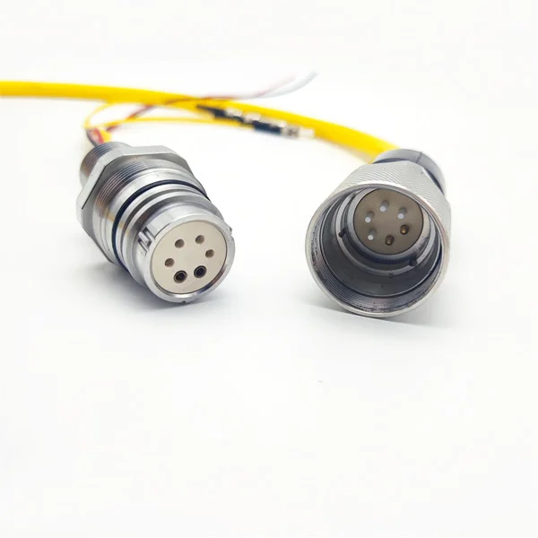 

Pluggable wet 6 pin watertight plug socket FC SC LC fiber optic cable price per meter haisi underwater connector